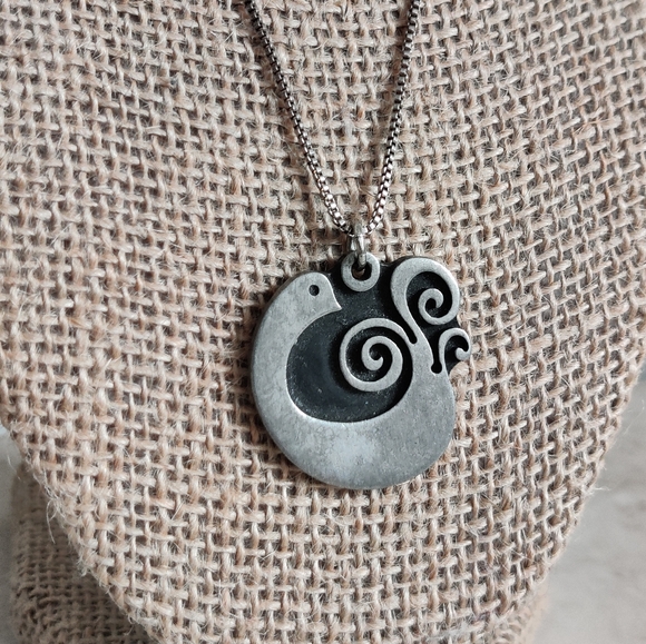 Vintage Sweden Artist R.Tennesmed Bird Necklace Pewter MCM - Picture 8 of 13
